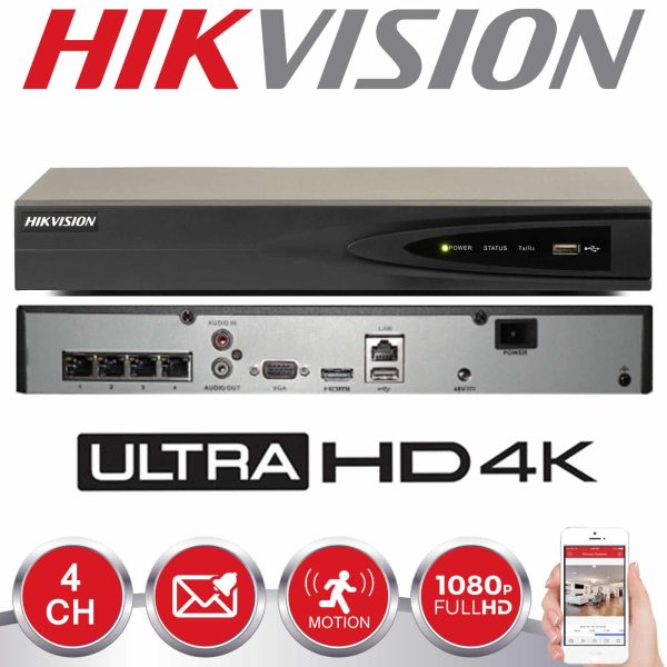 HIKVISION 6MP IP POE SYSTEM 4K UHD 4CH CHANNEL NVR CCTV DOME VANDAL PROOF OUTDOOR CAMERA HOME UK KIT 3