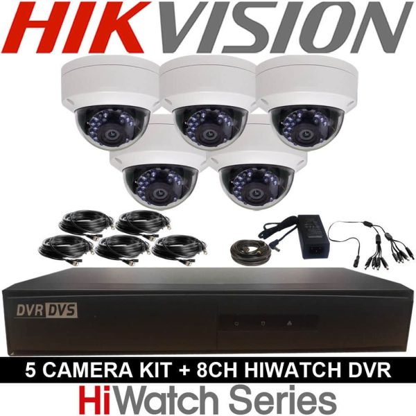 HIKVISION HIWATCH 8CH DVR 5 6 7 8 OUTDOOR 2MP VANDALPROOF Dome CCTV KIT 2