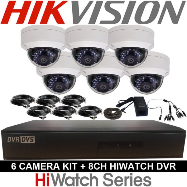 HIKVISION HIWATCH 8CH DVR 5 6 7 8 OUTDOOR 2MP VANDALPROOF Dome CCTV KIT 3