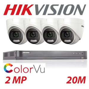 2MP . 4Ch Hikvision 1080P System Colorvu 24Hr Colour Dvr 4X Camera Kit